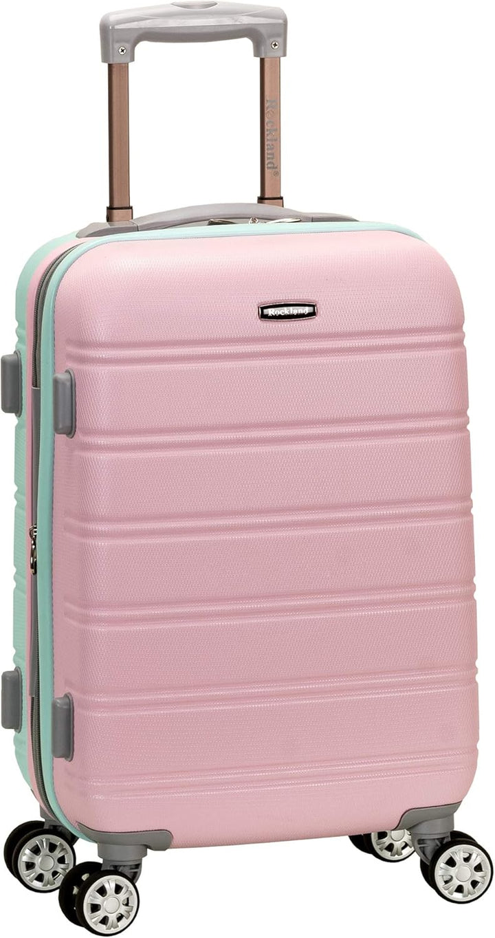 Cotton Candy lightweight expandable hardside carry-on luggage with double spinner wheels, perfect for travel.