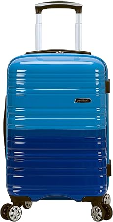 Protective hardside Cotton Candy carry-on, lightweight and expandable with double spinner wheels for smooth journeys.