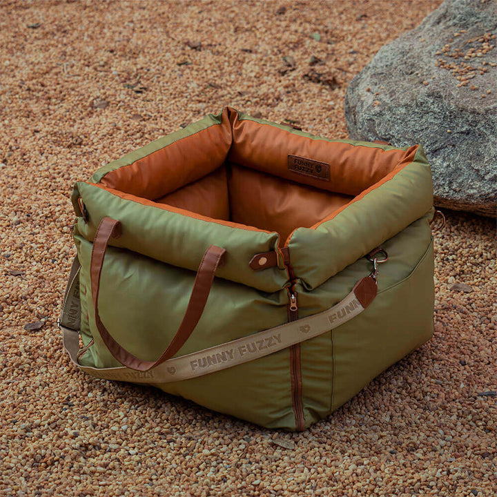 PawLuxury dog car seat: plush faux leather for secure, comfortable, and safe pet travel.