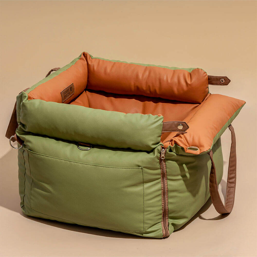 Travel-friendly faux leather dog car seat. A secure booster for ultimate pet comfort and safety.