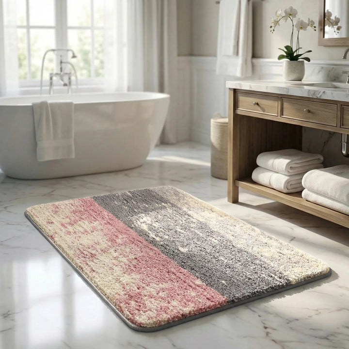 Plush, cozy bath rug with vintage design & secure non-slip backing, a soft home accent for your bathroom.