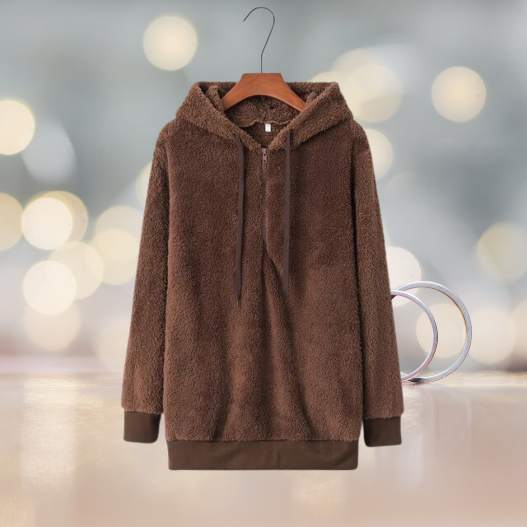 Cozy women's autumn hoodie jacket in soft fabric, perfect for fall fashion & everyday comfort.