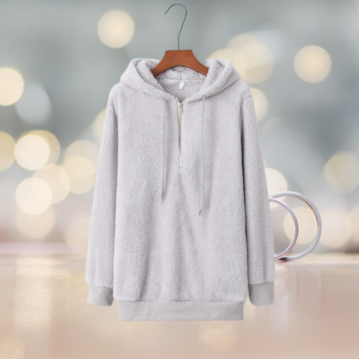 Plush women's autumn hoodie, offering cozy comfort & chic style for fall outerwear.