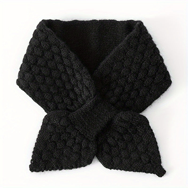 Versatile women's knitted neck warmer scarf, great for winter outdoor gear and fashion.