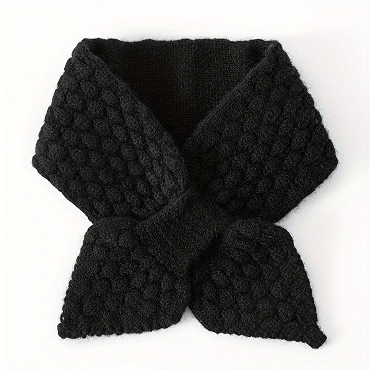 Versatile women's knitted neck warmer scarf, great for winter outdoor gear and fashion.