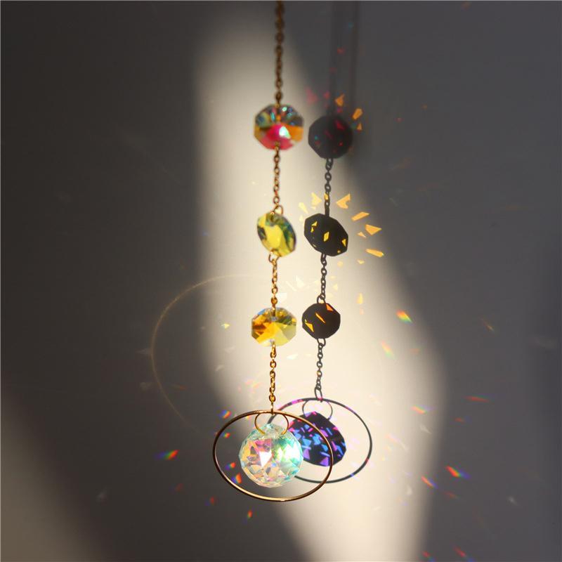 Moon decor crystal prism suncatcher, casting vibrant rainbows for home ambiance