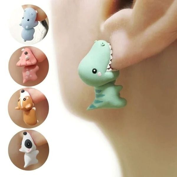 Fashionable women's polymer animal earrings, a charming and cute jewelry gift idea