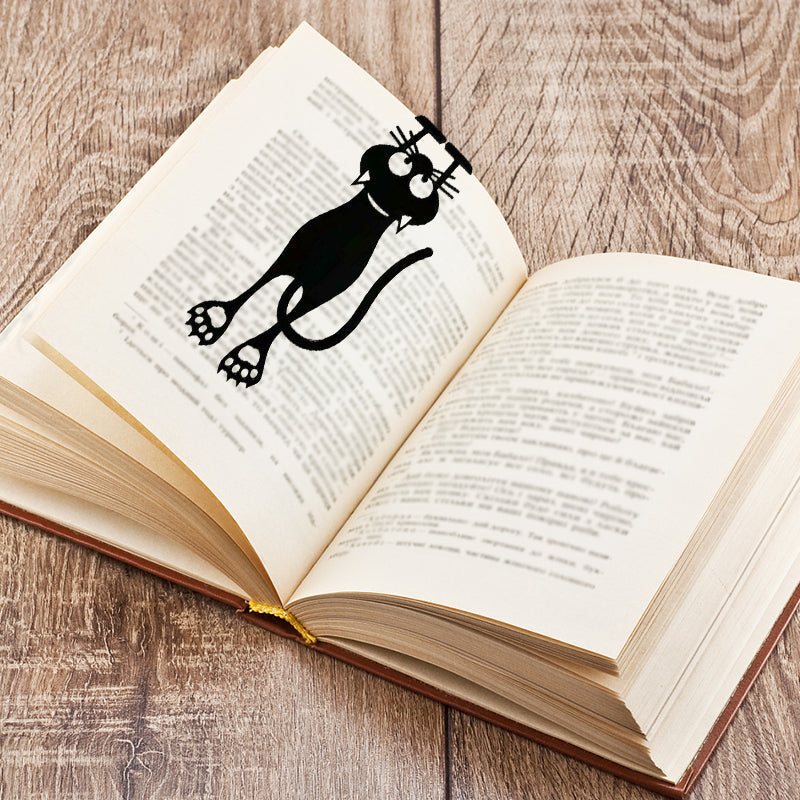 Stylish black cat metallic bookmark, an elegant reading accessory and a great gift for readers.