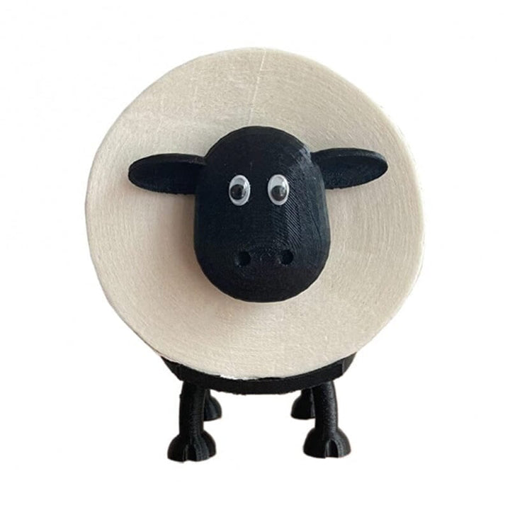 Rear view of an adorable sheep toilet paper holder, showcasing roll capacity & bathroom decor appeal