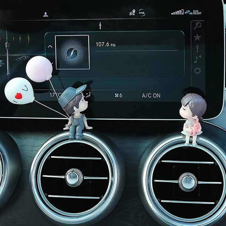 Cute resin couple figurine, car dashboard ornament, small romantic decor for vehicle.