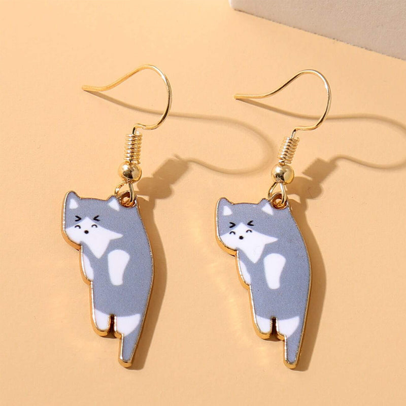 Gift for cat lovers: detailed feline dangle earrings, made with durable and stylish alloy.