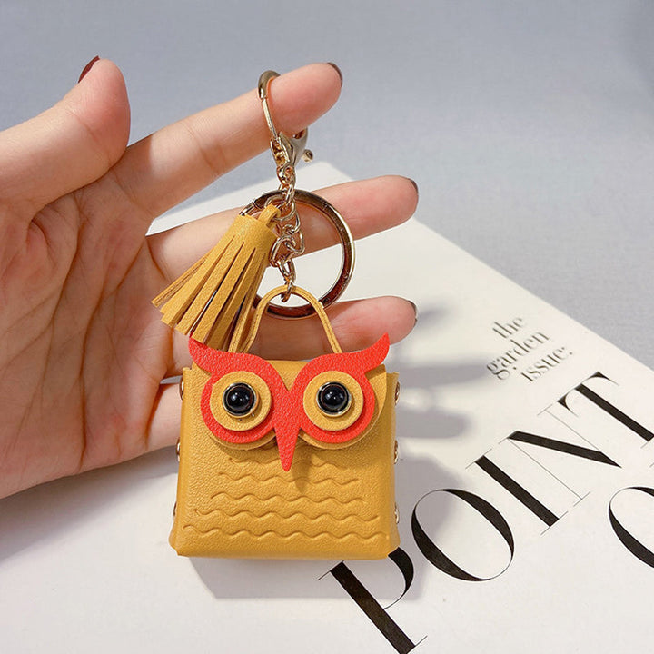 Textured PU leather mini handbag keychain, a durable and fashionable accessory gift idea