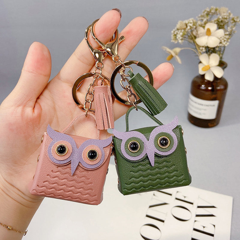 Adorable yellow mini purse charm keychain, functional gift accessory for bags and keys