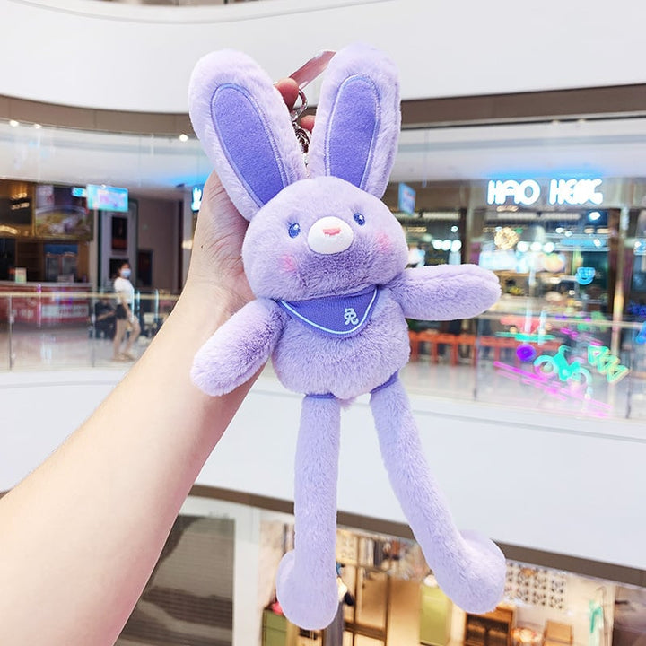 Unisex kids rabbit plush bag charm with a silver keyring, ideal for backpacks & Easter gifts