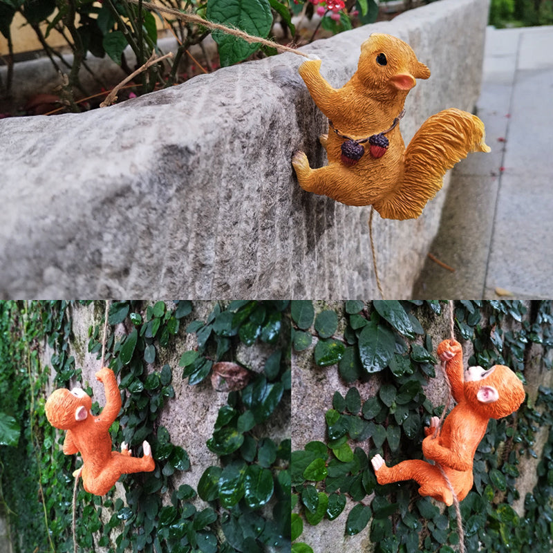 Smiling fox tree hugger resin figurine, an adorable wildlife garden decor gift idea.