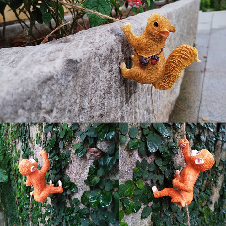 Smiling fox tree hugger resin figurine, an adorable wildlife garden decor gift idea.