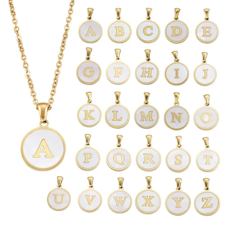 Women's Round Initial A-Z Necklace