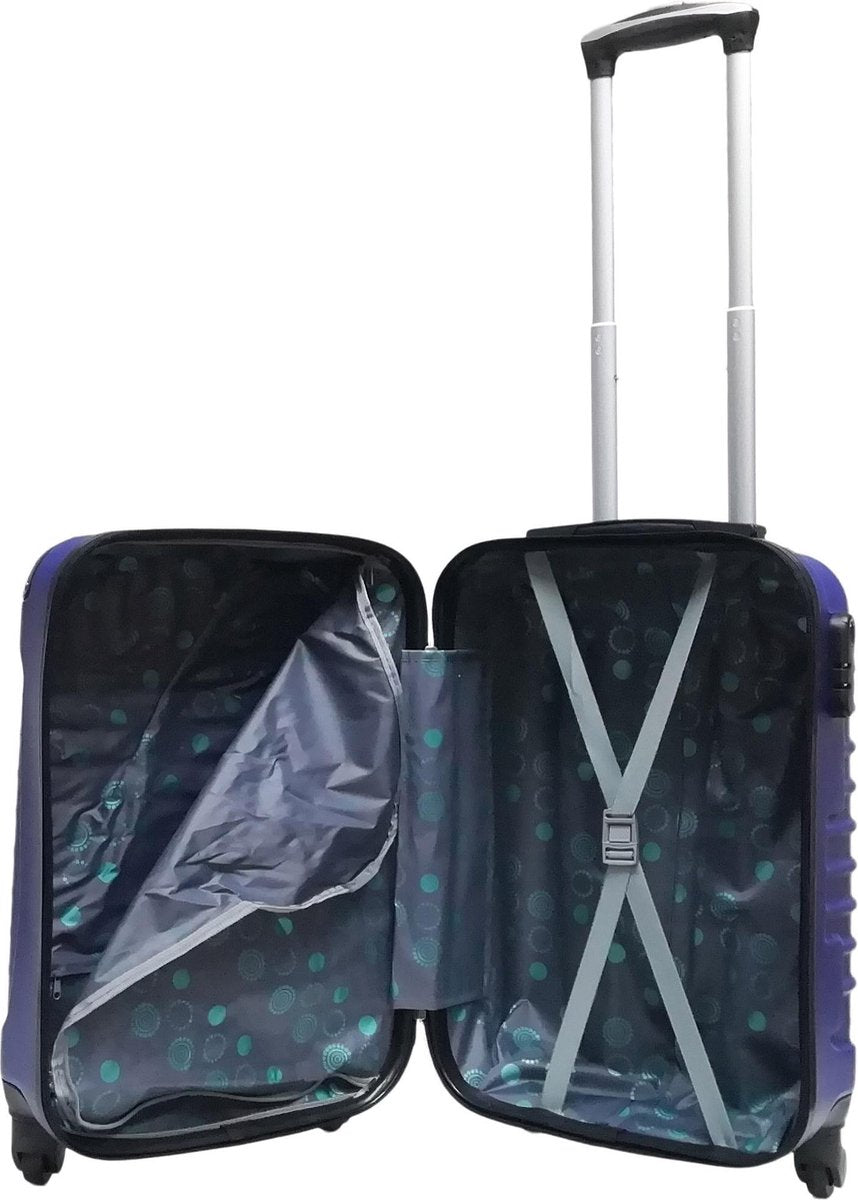 Stylish 2-piece dark blue hard shell luggage set, perfect for vacation & business travel.