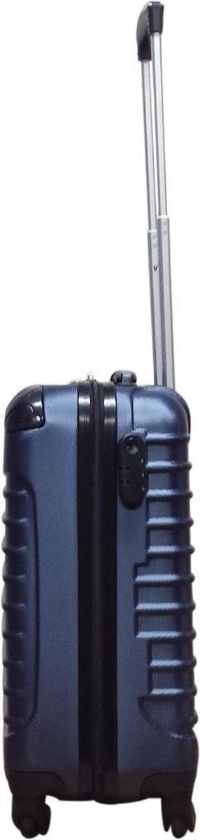 Premium 2-piece dark blue hard shell luggage set; durable, wheeled, perfect for travel essentials.