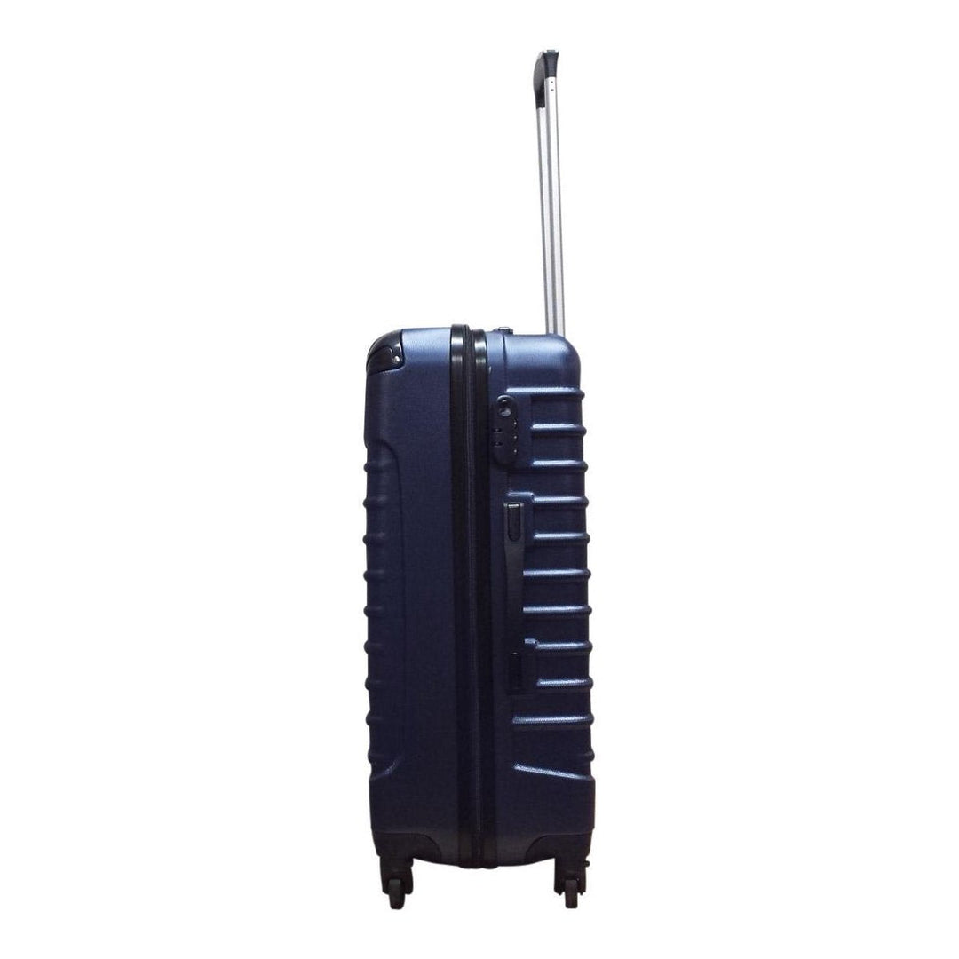 Versatile 2-piece dark blue ABS hardshell luggage set, durable suitcases for all your travel needs.