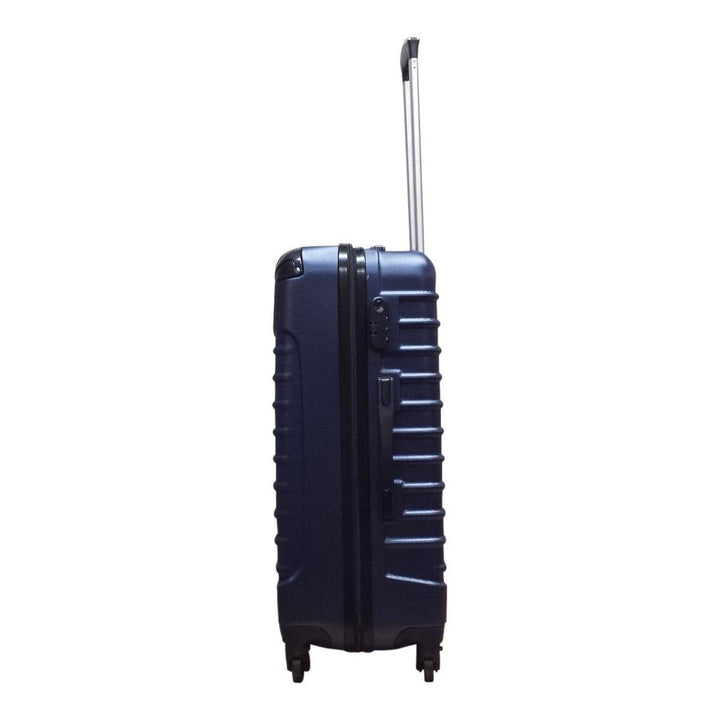 Versatile 2-piece dark blue ABS hardshell luggage set, durable suitcases for all your travel needs.