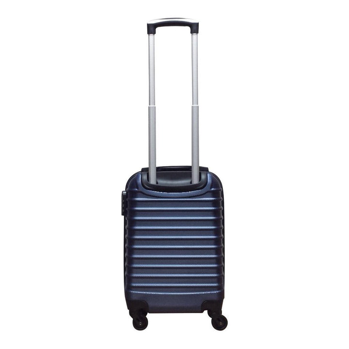 Complete dark blue ABS hardshell travel set: 2 suitcases with spinner wheels for stress-free vacation gear.