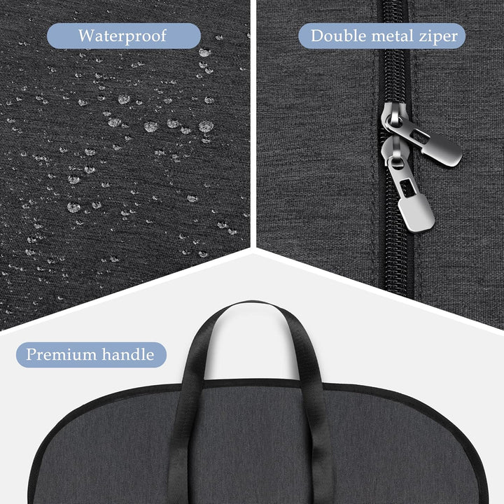Durable dark grey waterproof garment travel bag, perfect for suits, business & organization.