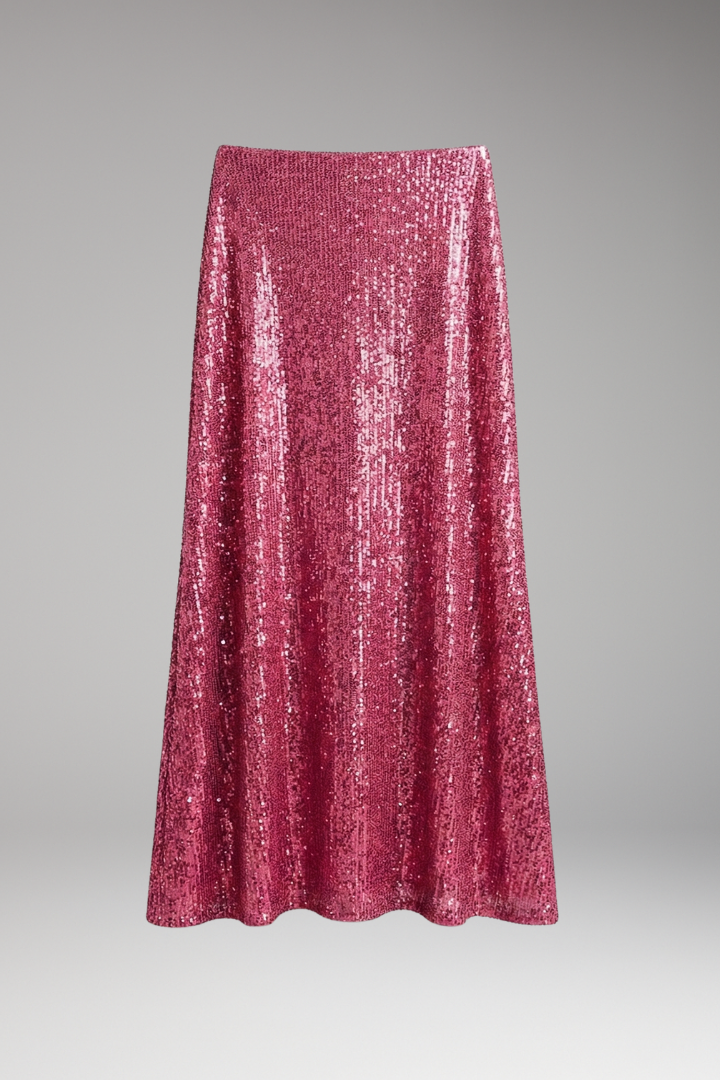 Dazzling women's sequin maxi skirt, perfect for evening wear & special occasions. Shimmering long party skirt.