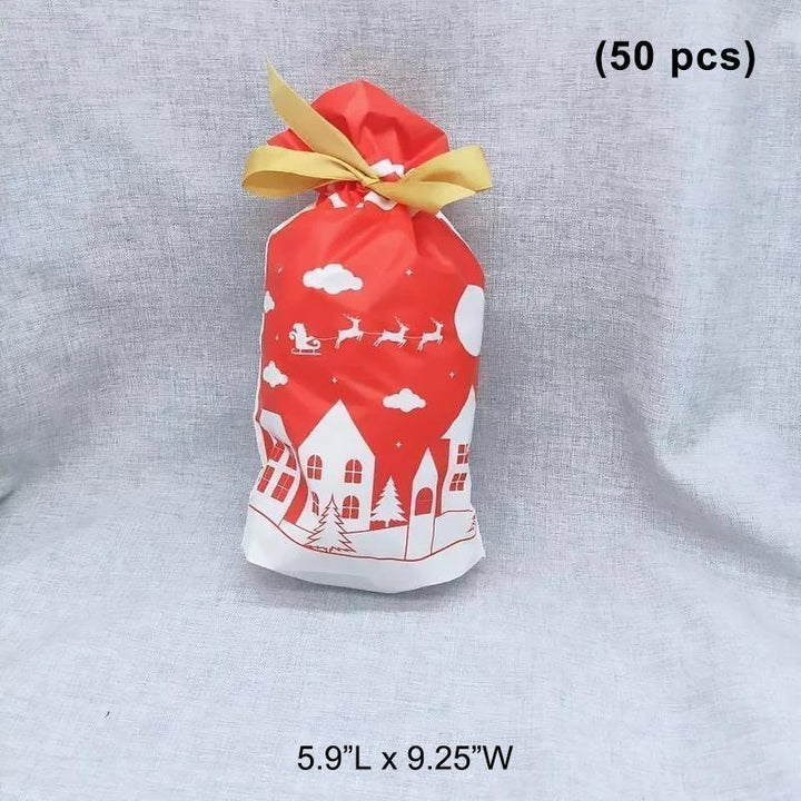 Small decorative gift bag with a cute gingerbread man print and an efficient drawstring.
