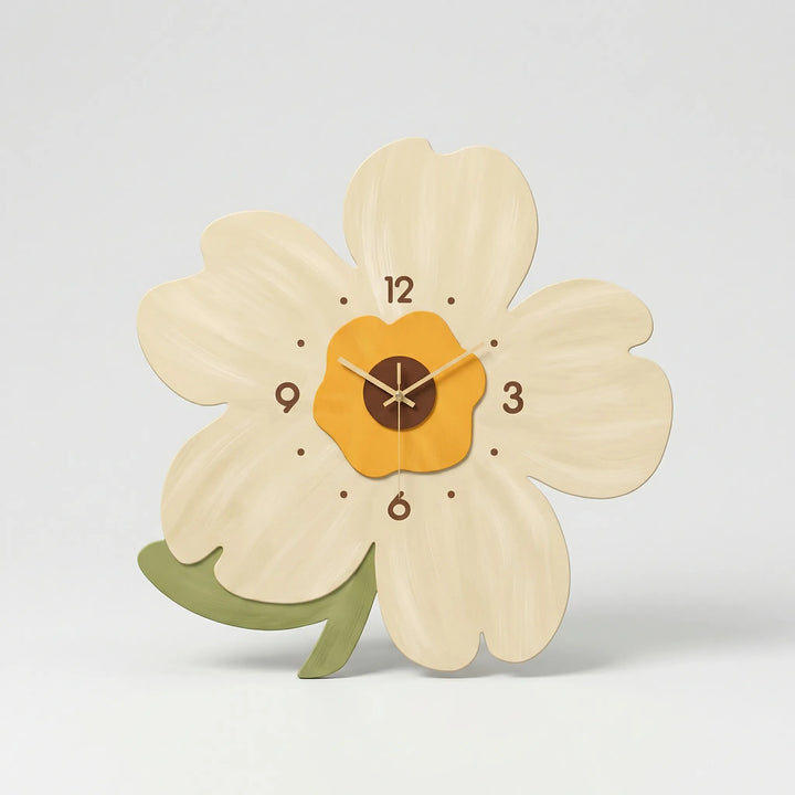 Silent flower wall clock featuring a vibrant floral design, perfect decorative kitchen clock.