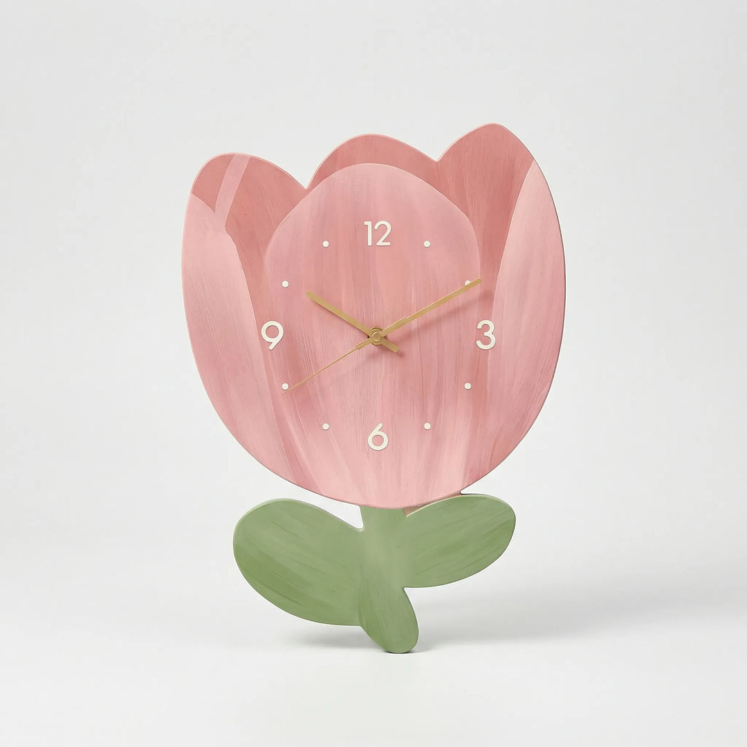 Beautiful decorative flower clock, silent movement ensures peaceful living room ambiance.