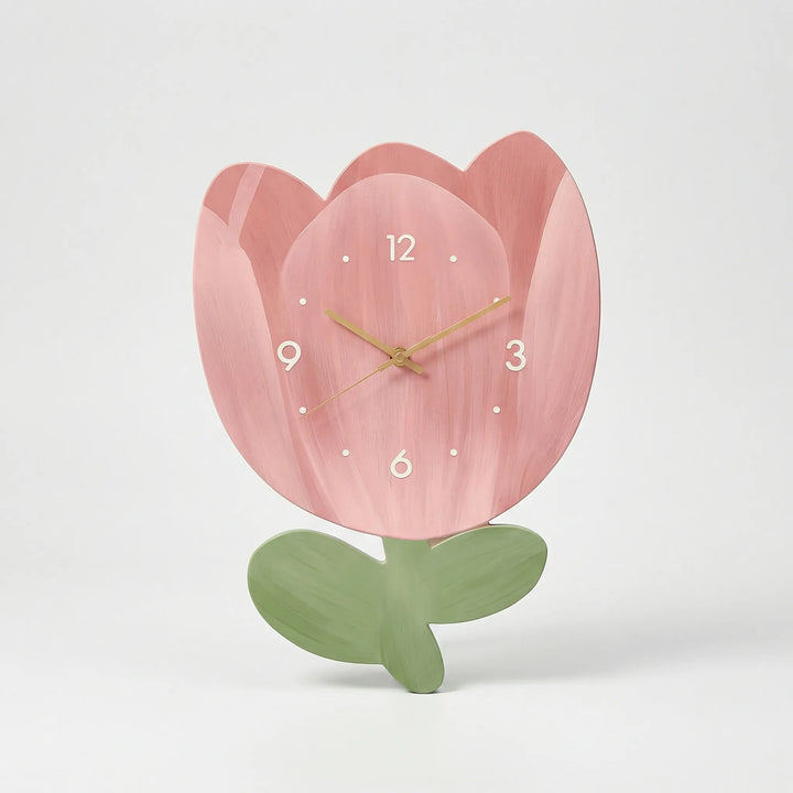 Beautiful decorative flower clock, silent movement ensures peaceful living room ambiance.