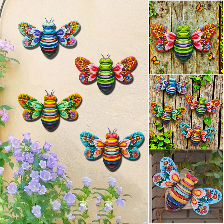 Stylish metal bee wall art, a durable & attractive addition to any home or garden design.