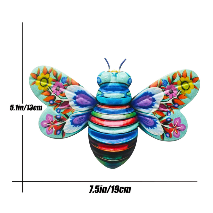 Handcrafted metal bee wall decor, an eye-catching piece for gardens, patios, or interior walls.