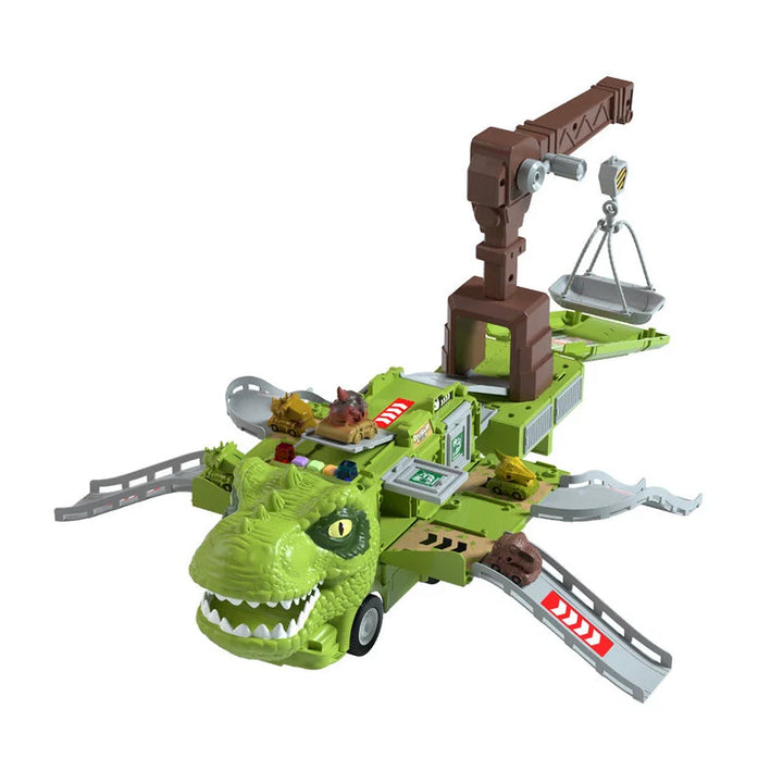 Interactive dinosaur transforming truck with an integrated track, ideal for kids 3+ years old
