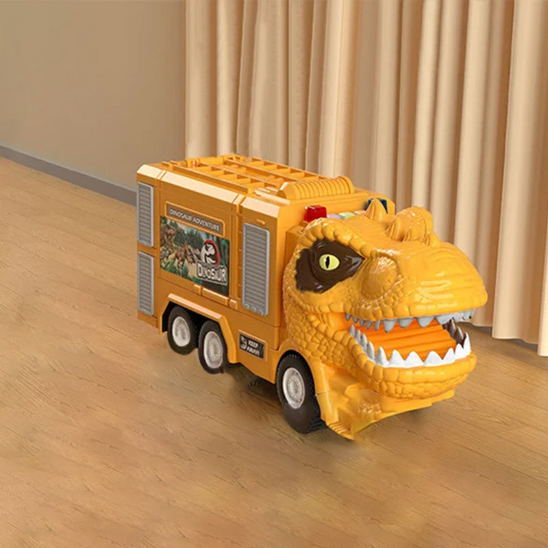 Dinosaur transforming truck with track pieces, an all-in-one play set for kids who love dinosaurs