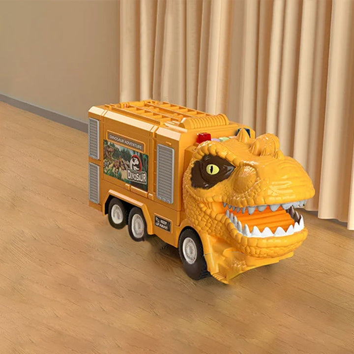 Dinosaur transforming truck with track pieces, an all-in-one play set for kids who love dinosaurs