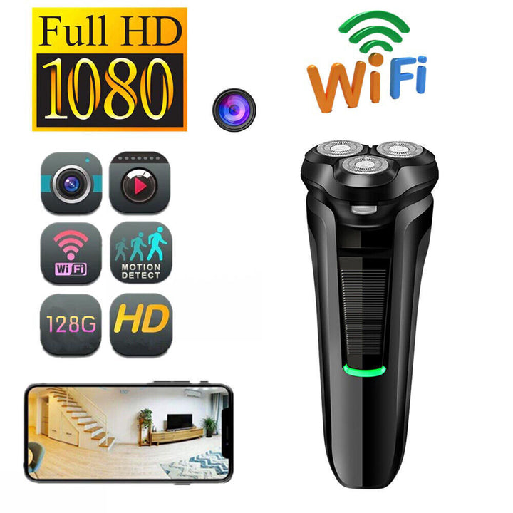 Covert TavvitaImp009 mini spy camera (razor) with 1080P HD, WiFi & motion detection for security.