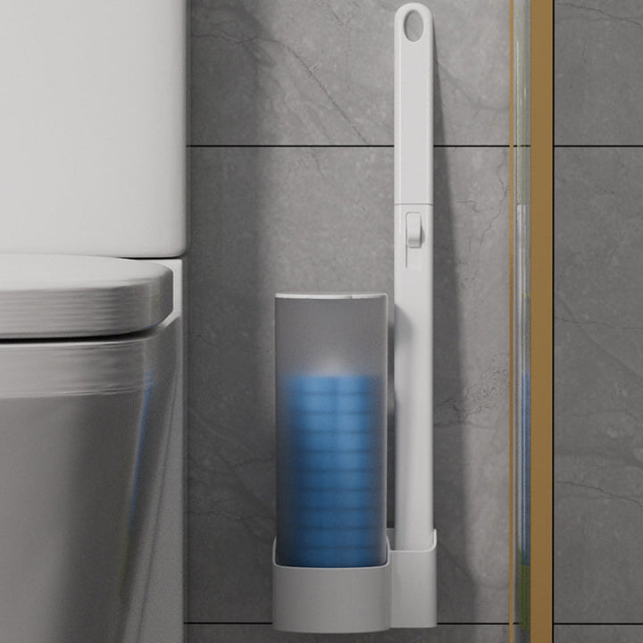 Disposable toilet brush caddy with multiple refills
