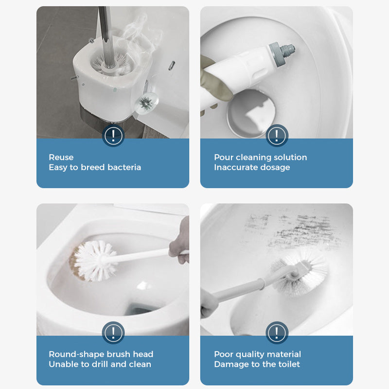 Scented disposable toilet brush with cleaning solution