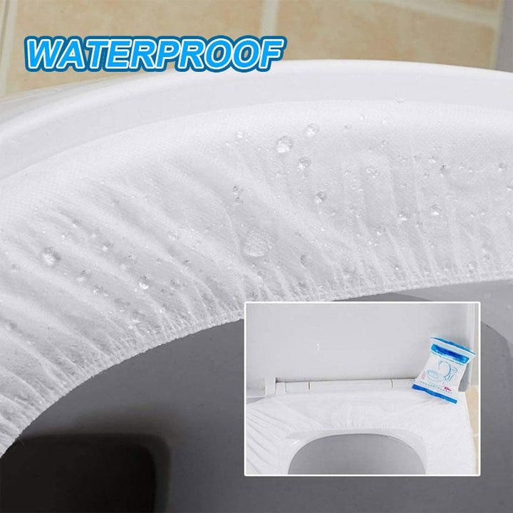 Close-up of disposable toilet paper cover, highlighting waterproof material for sanitary restroom use.
