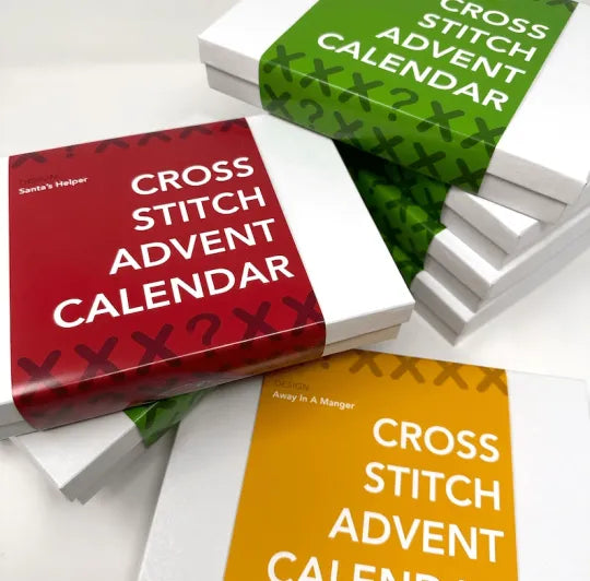 DIY Christmas Advent Calendar cross stitch kit, festive holiday craft