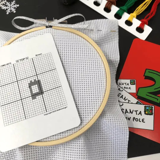 Unfinished DIY Christmas Advent Calendar kit, ready to stitch