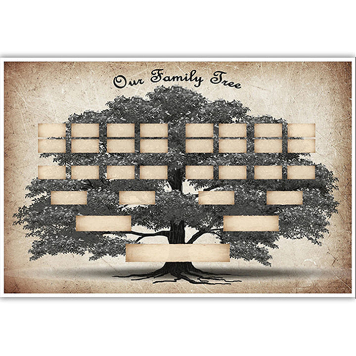 Family tree chart with decorative elements, a beautiful canvas print for ancestry and home display
