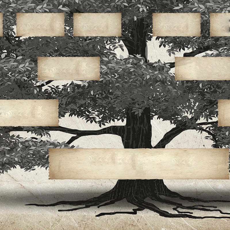 Hand holding a pen, poised to fill in a DIY genealogy family tree chart, personalized gift concept