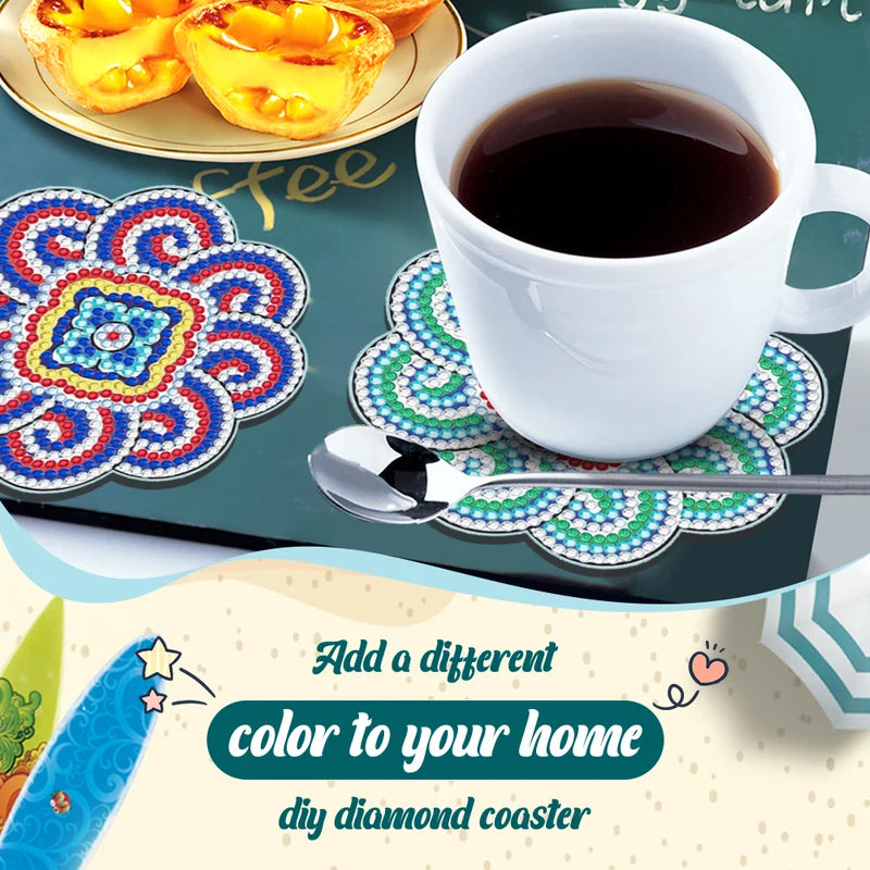 DIY Mandala Diamond Painting Coasters Kit, colorful art craft for home decor