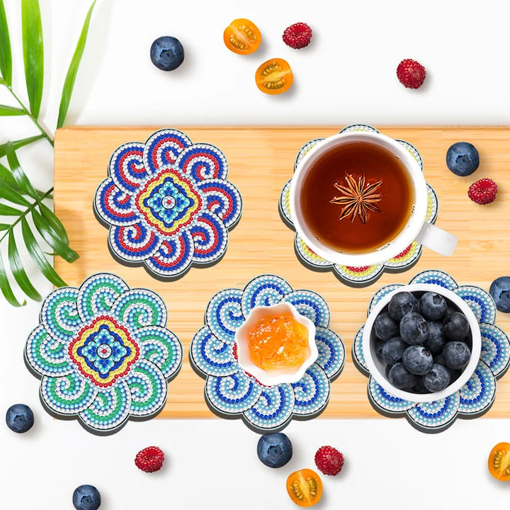 Mandala Diamond Painting Coasters Kit with sparkling resin gems