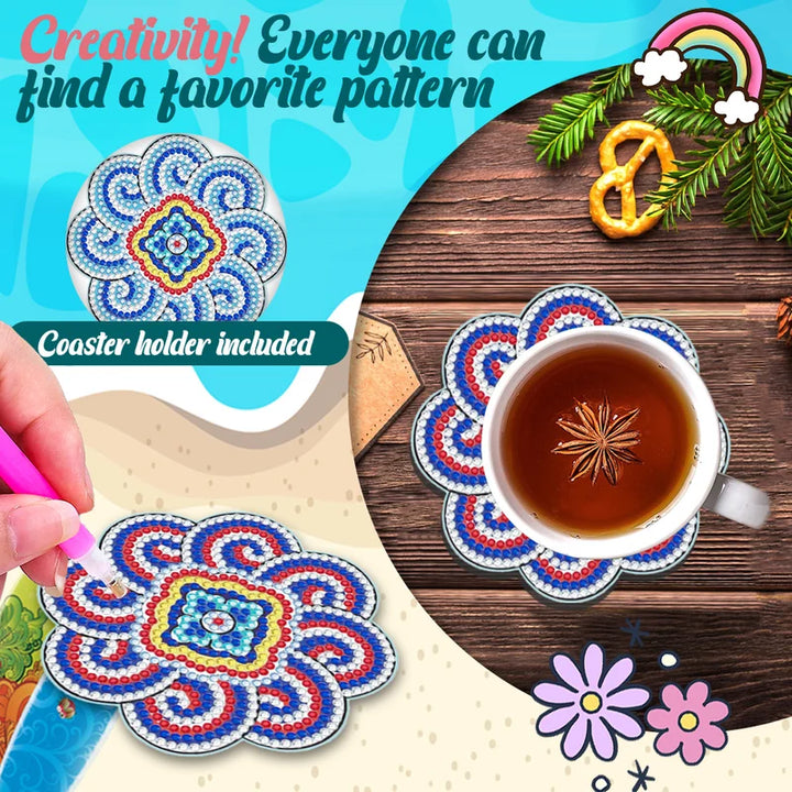 Craft kit for adults, DIY Mandala Diamond Painting Coasters project