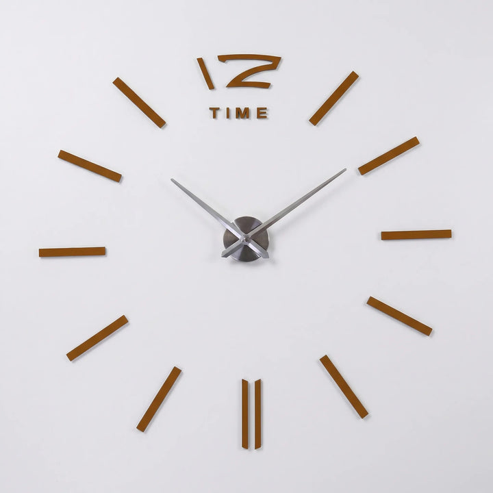 Large DIY wall clock kit, contemporary design with mirror accents, silent and customizable.