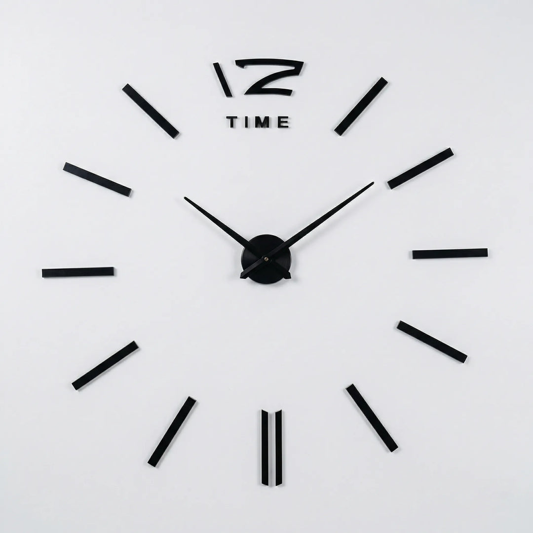 Easy-to-install DIY wall clock kit, elegant mirror design, large numbers for modern living spaces.